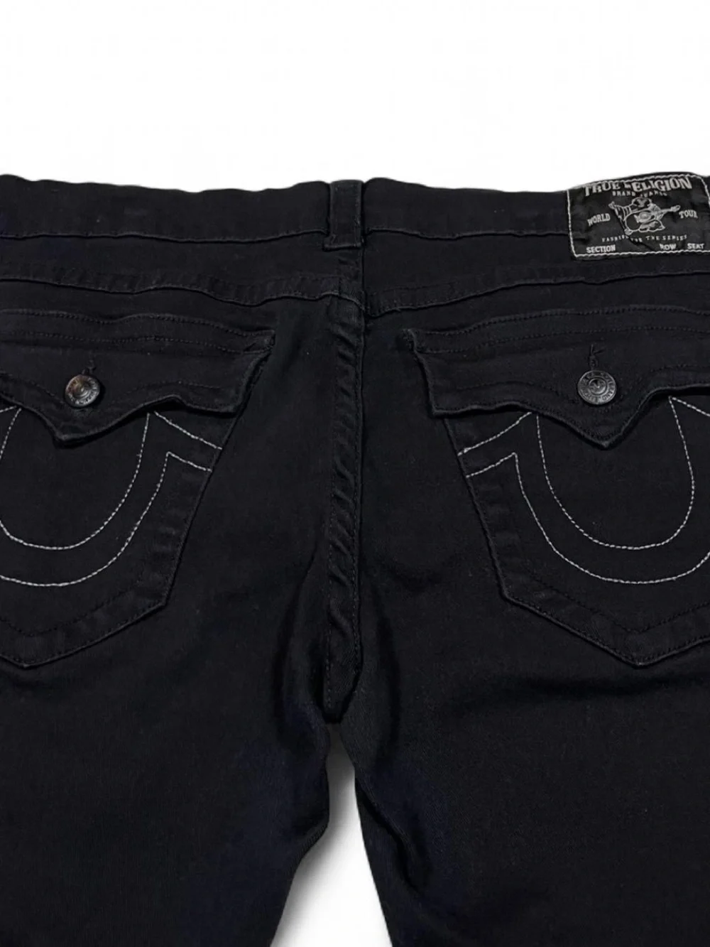 True Religion Rocco Relaxed Skinny Black Jeans Men’s Size W36 L30 Flap Pockets